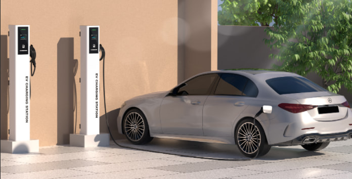 AC floor-mounted EV charging station outdoor use